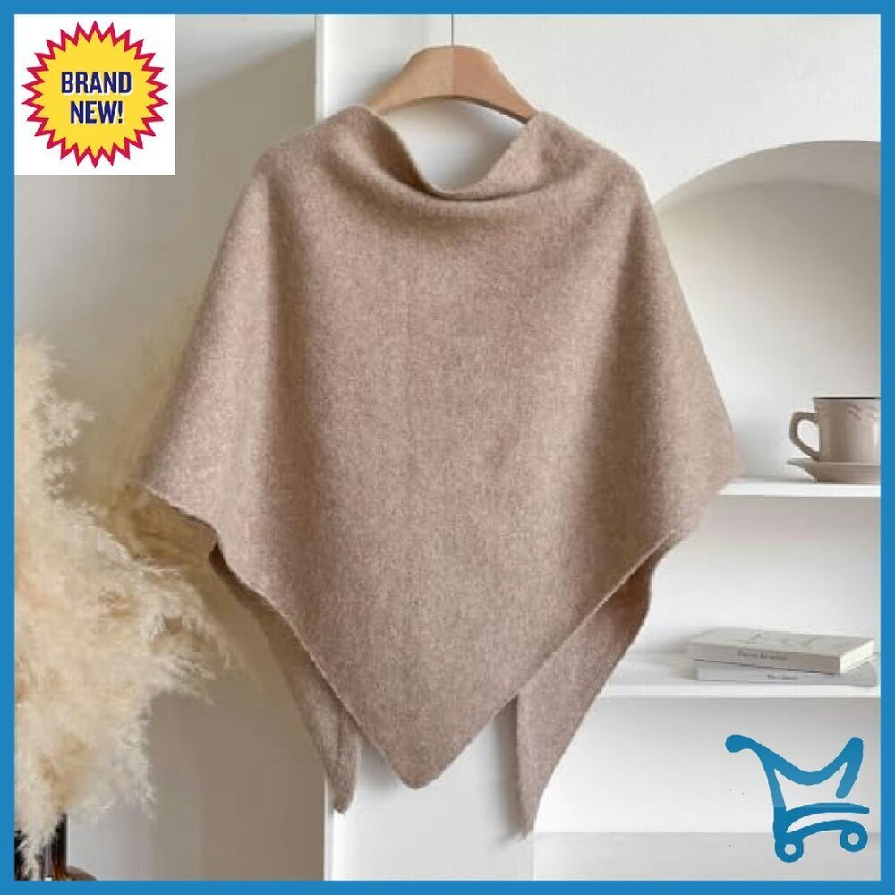 Wool Blend Triangle Shawl Wrap - Oversized Cozy Winter Scarf - Picture 6 of 8